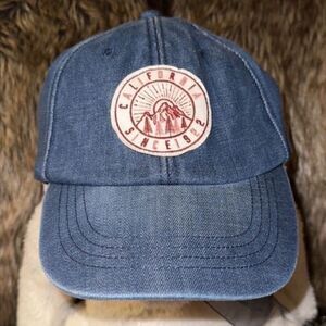 Hollister OS Unisex Denim Blue White Burgundy Coral California Logo Cap
